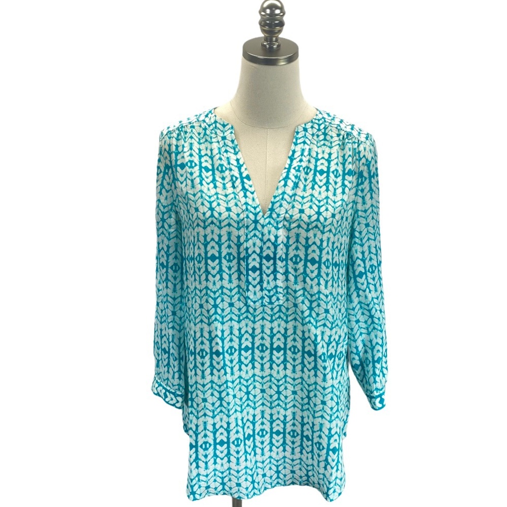 Ellie Kai Silk V-neck 3/4 Sleeves Tunic